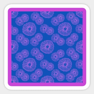 Purple Aster Flowers Pattern in Sapphire Blue Sticker